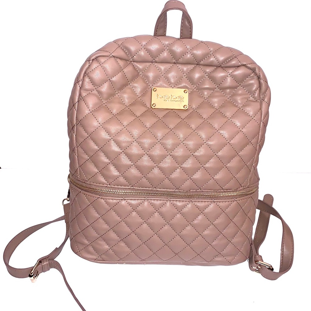 Bebe Taupe Quilted Backpack!